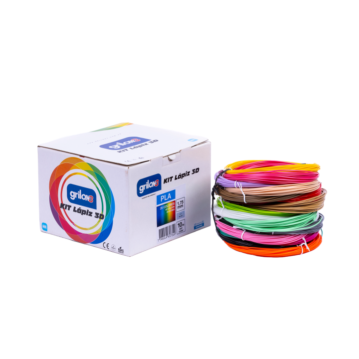 KIT LAPIZ 3D GRILON3 PLA 20 COLORES 10M POR COLOR (200M)