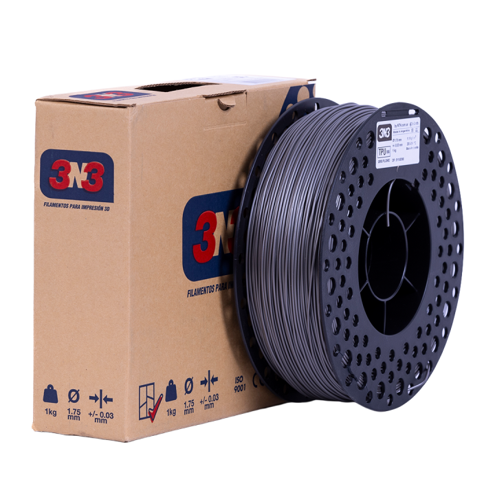 3N3 TPU 1.75mm 1kg - GRIS PLOMO
