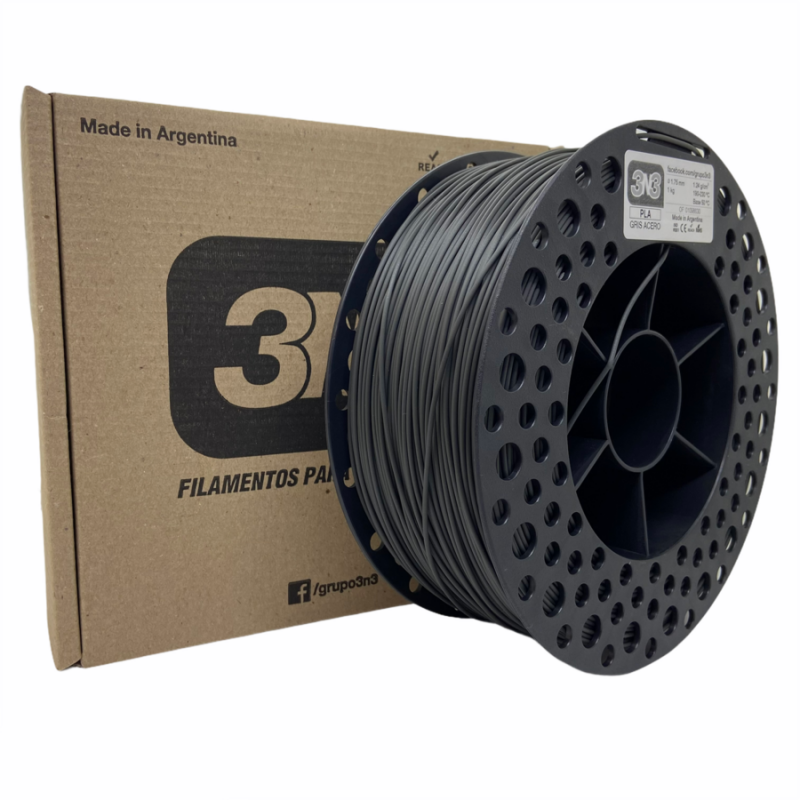 3N3 Box  PLA 1.75mm GRIS ACERO x1KG