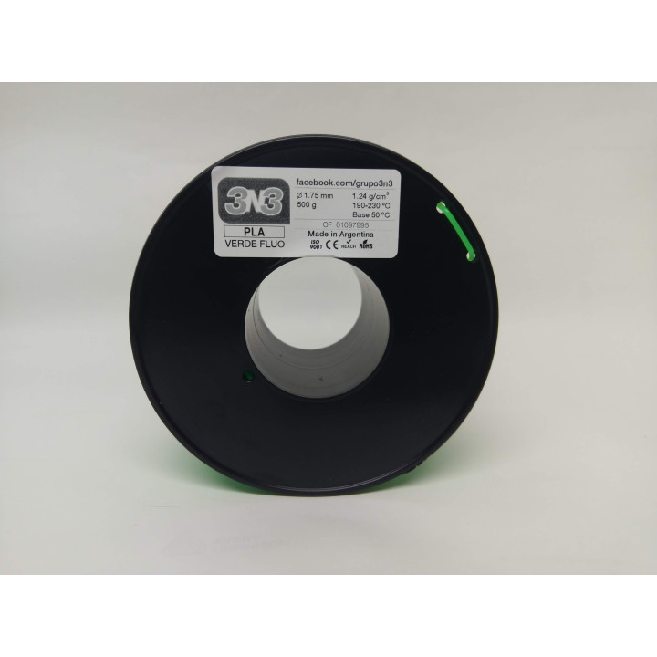 3N3 PLA 1.75mm VERDE FLUO 500grs