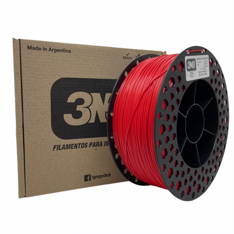 3N3 Box  PLA 1.75mm ROJO x1KG