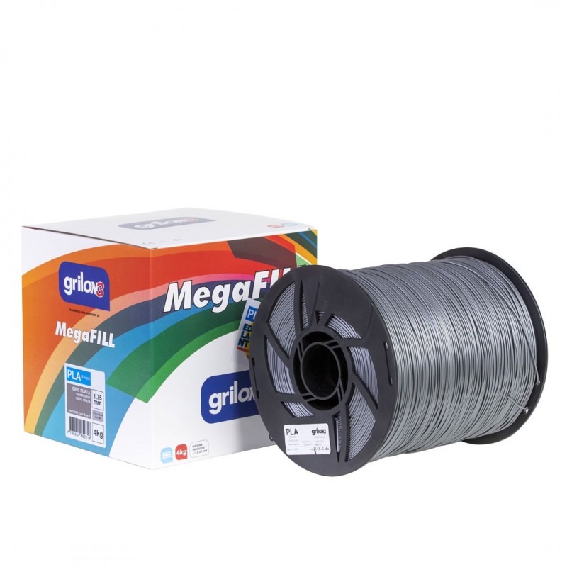 Grilon3 MEGAFILL PLA GRIS PLATA1.75mm 4kg