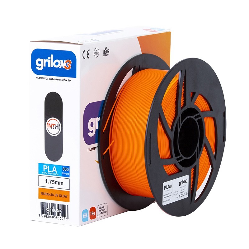 Grilon3 PLA850 1.75mm NARANJA UV GLOW